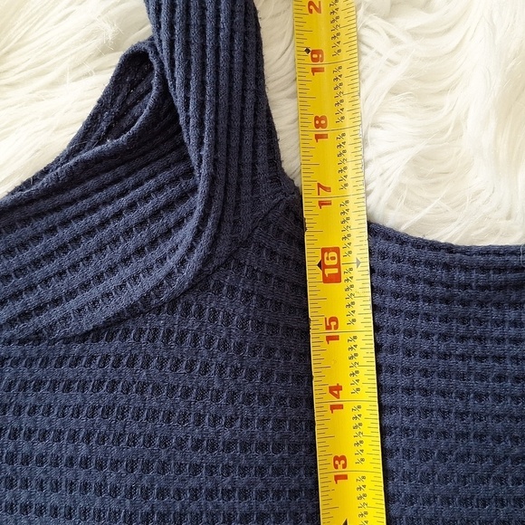 Chaser Dark Blue Cutout Waffle Knit Tee - Picture 11 of 13